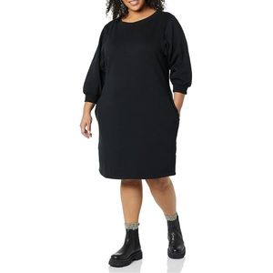 Womens Fleece Blouson Sleeve Crewneck Sweatshirt Dress size 1X Black